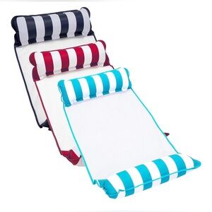 Set of 3 Striped Aqua Multipurpose Monterey Hammock Pool Float